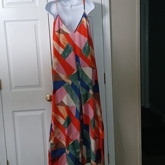 LUUKSE Boutique wide leg Multicolor Geometric Print Boho Jumpsuit Sz S NWOT - Picture 7 of 10